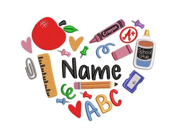 Teacher Heart: A Charming Embroidery Design for Apparel